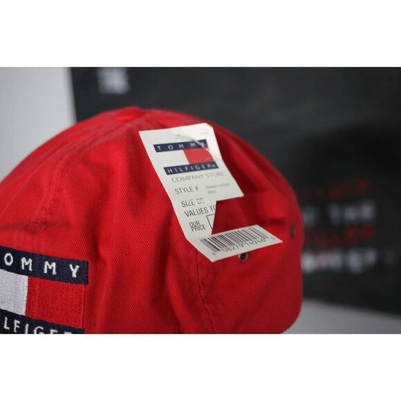 Tommy Hilfiger Red Logo Hat Adjustable Strapback Cap - NWT - Picture 2 of 7